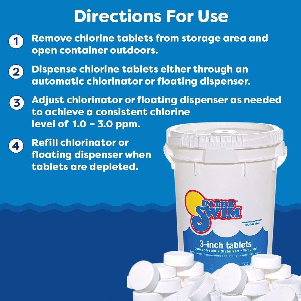 In The Swim 3 Inch Stabilized Chlorine Tablets for Sanitizing Swimming Pools