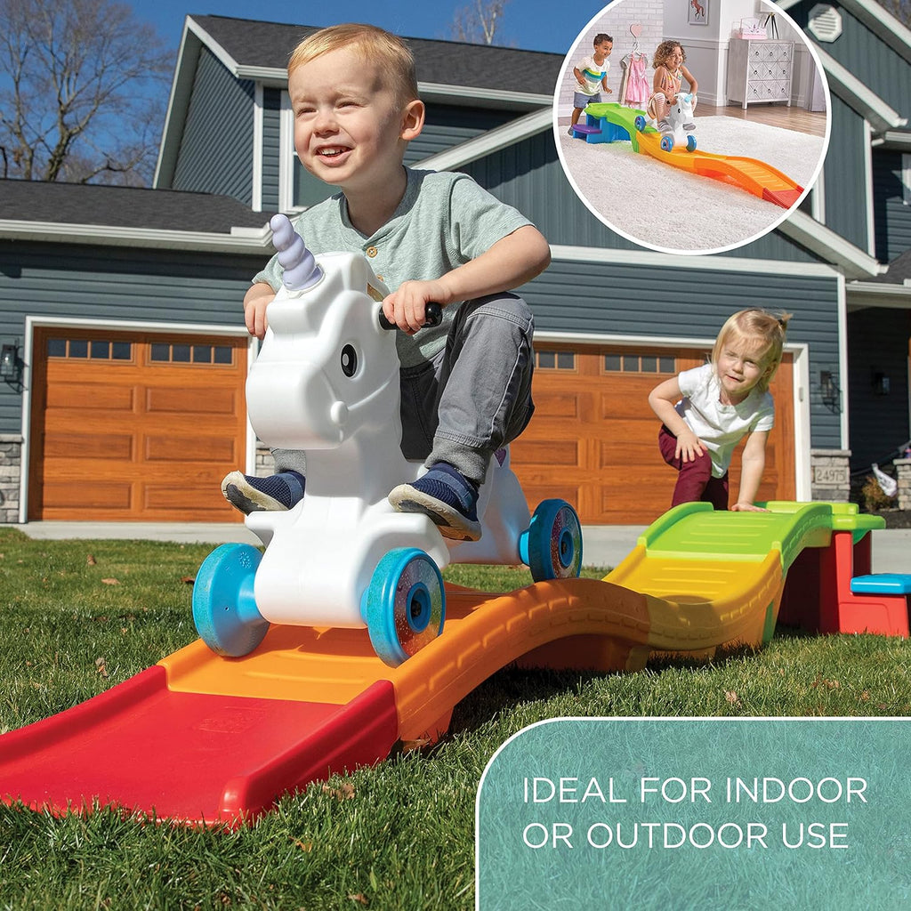 Unicorn Up & Down Roller Coaster Toy for Kids, Ride On Push Car, Indoor/Outdoor Playset, Toddler Ages 2